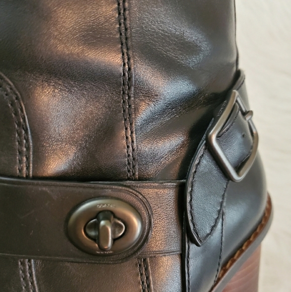 **Coach Sz 6 Black Leather Moto Bootie Ankle Boot - Picture 7 of 8